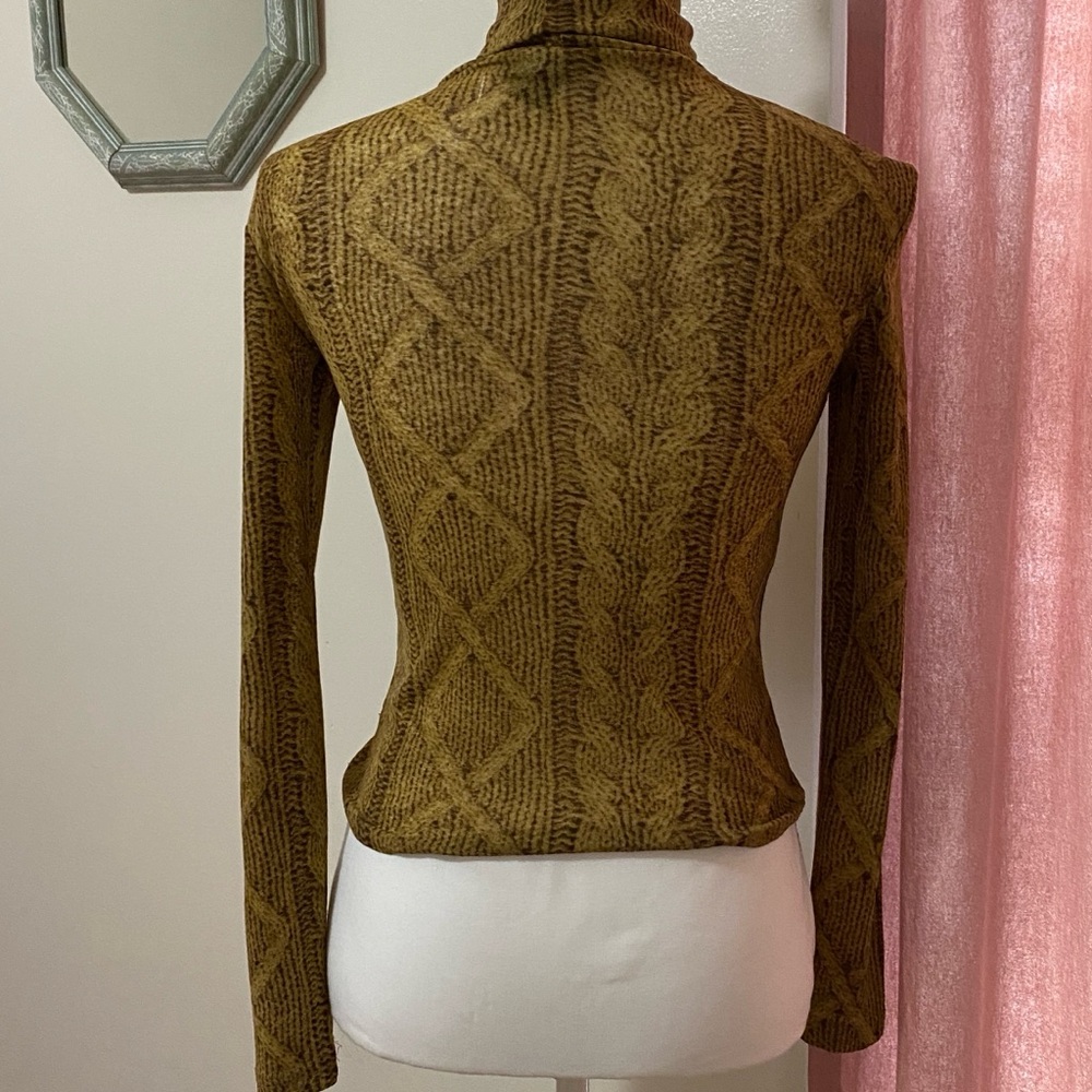 Express Tan Patterned Turtleneck - Picture 4 of 5